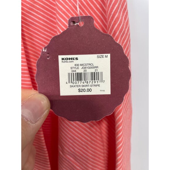 SO Elastic Waist Pull On Mini Skater Skirt Women Medium Peach White Feminine NEW - Picture 3 of 9